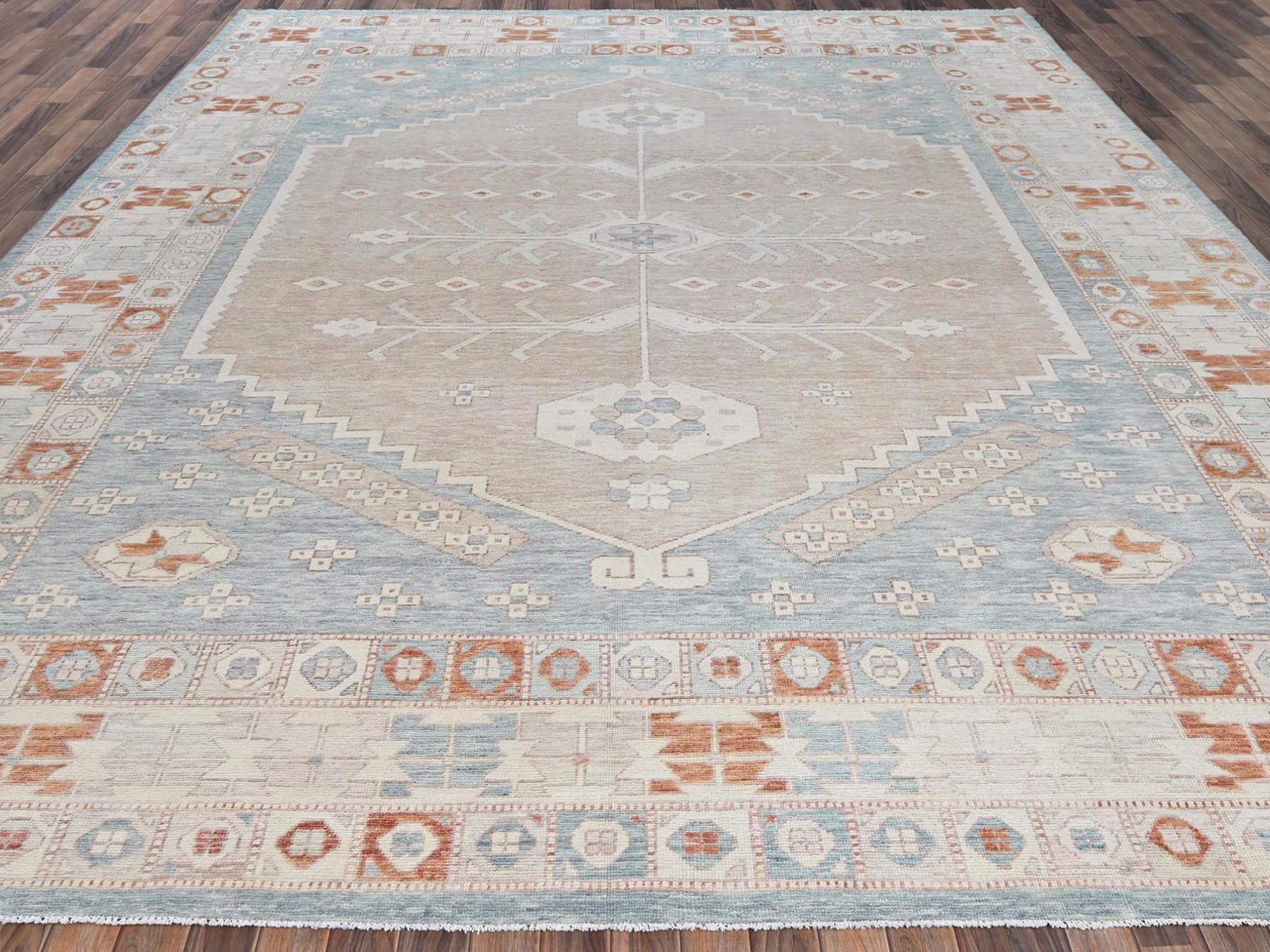 Oushak hand-knotted wool rug in Pink & Ivory, 11'7" x 14'9" — SKU O01976 (view 2)