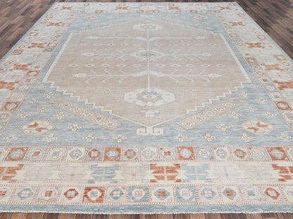Oushak hand-knotted wool rug in Pink & Ivory, 11'7" x 14'9" — SKU O01976 (view 2)
