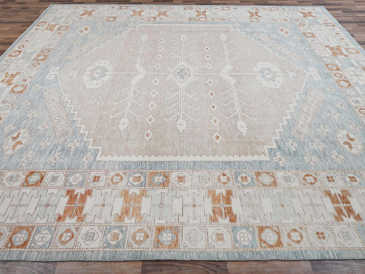 Oushak hand-knotted wool rug in Pink & Ivory, 11'7" x 14'9" — SKU O01976 (view 4)