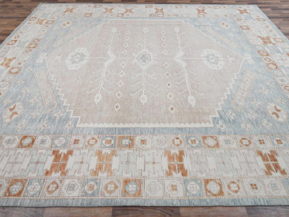 Oushak hand-knotted wool rug in Pink & Ivory, 11'7" x 14'9" — SKU O01976 (view 4)