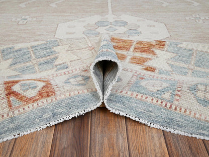 Pink 11'7" x 14'9" Oushak And Peshawar Hand knotted Wool Rug - Sku: O01976