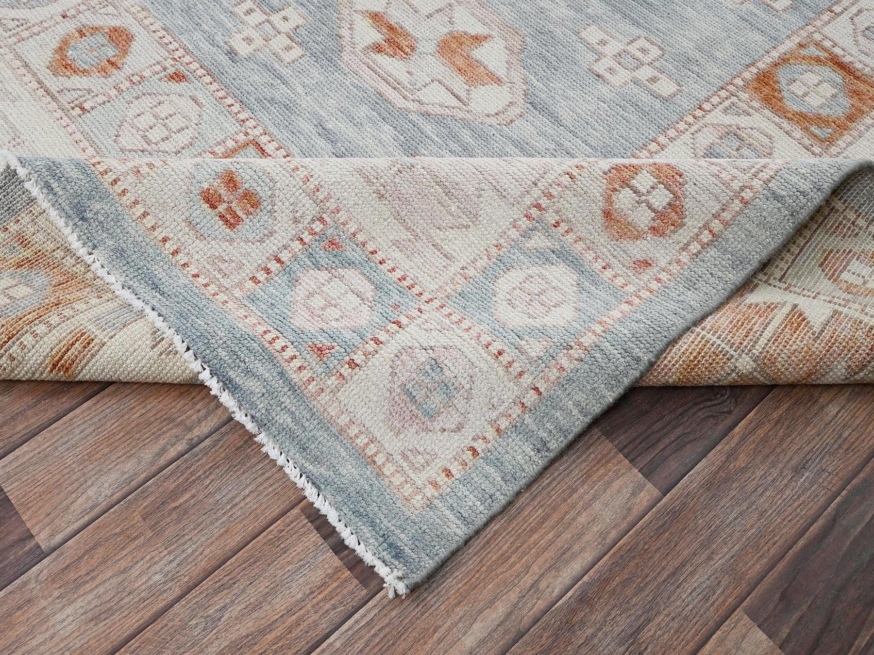 Oushak hand-knotted wool rug in Pink & Ivory, 11'7" x 14'9" — SKU O01976 (view 7)