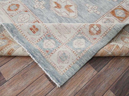 Oushak hand-knotted wool rug in Pink & Ivory, 11'7" x 14'9" — SKU O01976 (view 7)