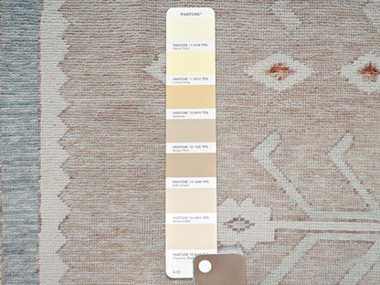 Pink 11'7" x 14'9" Oushak And Peshawar Hand knotted Wool Rug - Sku: O01976