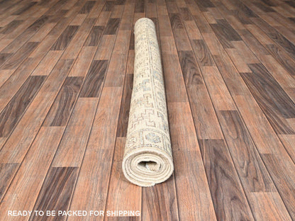 Beige 4'10" x 6'10" Oushak And Peshawar Hand knotted Wool Rug - Sku: O01978