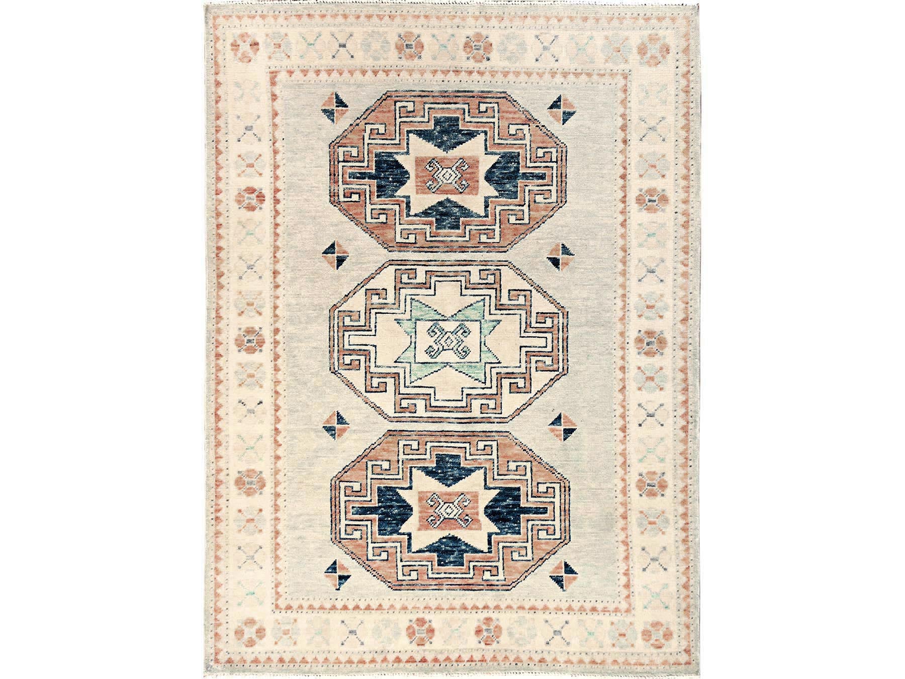 Blue 4'11" x 6'9" Oushak And Peshawar Hand knotted Wool Rug - Sku: O01979