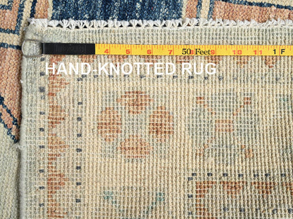 Blue 4'11" x 6'9" Oushak And Peshawar Hand knotted Wool Rug - Sku: O01979