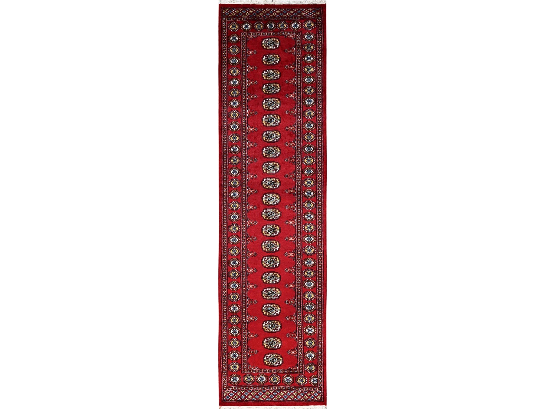 Tribal & Geometric hand-knotted wool runner in Red, 2'8" x 10'3" — SKU O01987