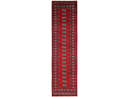 Tribal & Geometric hand-knotted wool runner in Red, 2'8" x 10'3" — SKU O01987