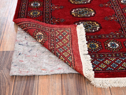 Tribal & Geometric hand-knotted wool runner in Red, 2'8" x 10'3" — SKU O01987 (view 3)