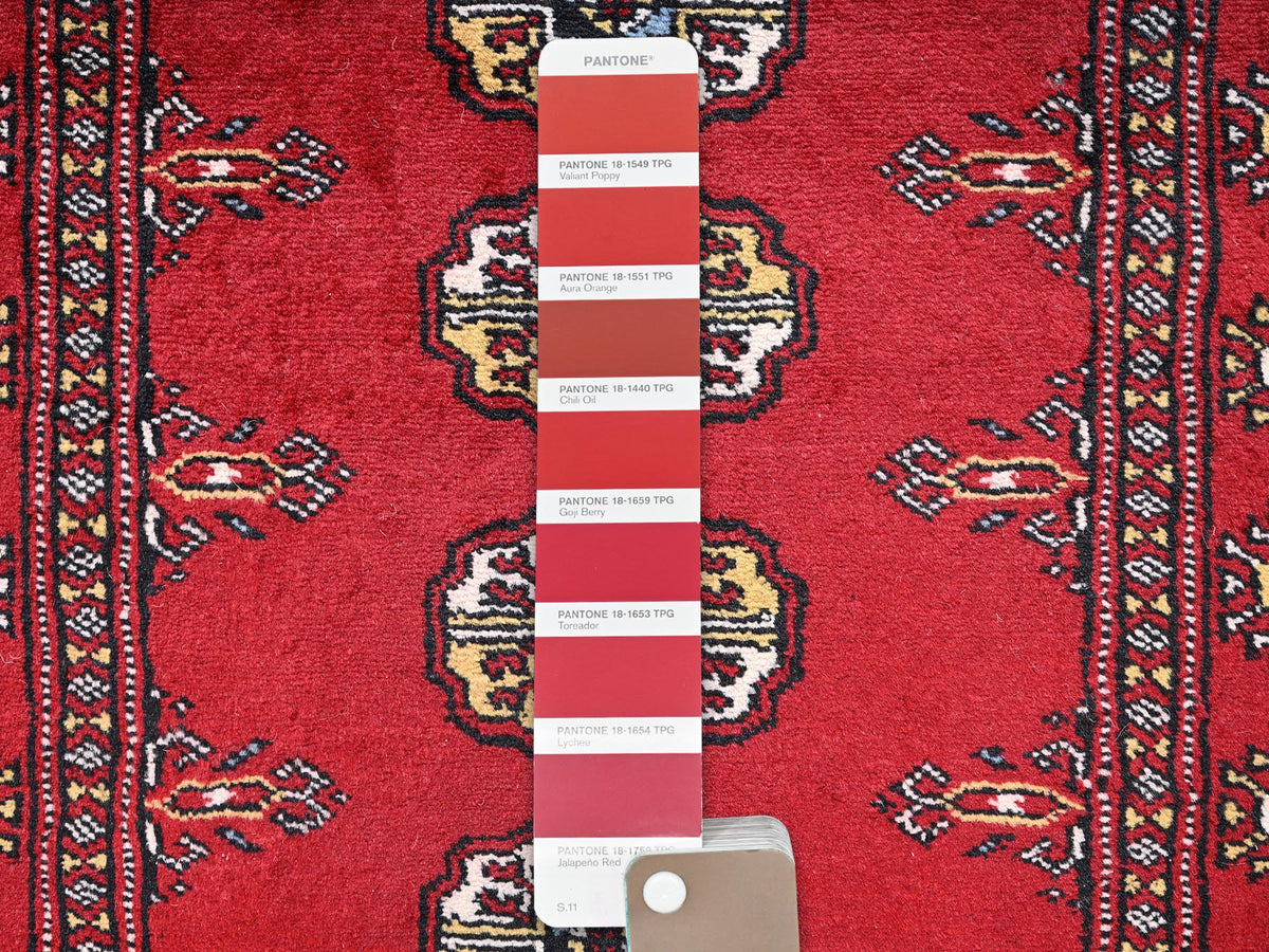 Tribal & Geometric hand-knotted wool runner in Red, 2'8" x 10'3" — SKU O01987 (view 4)
