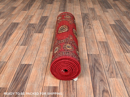 Tribal & Geometric hand-knotted wool runner in Red, 2'8" x 10'3" — SKU O01987 (view 5)