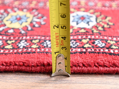 Tribal & Geometric hand-knotted wool runner in Red, 2'8" x 10'3" — SKU O01987 (view 6)