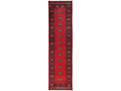 Tribal Tribal & Geometric hand-knotted wool runner in Red, 2'6" x 9'10" — SKU O01988
