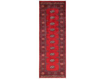 Red 2'8" x 8'0" Tribal & Geometric Hand knotted Wool Rug - Sku: O01989