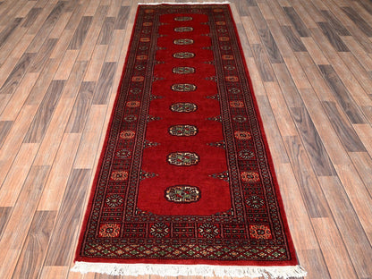Red 2'8" x 8'0" Tribal & Geometric Hand knotted Wool Rug - Sku: O01989