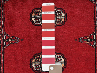 Red 2'8" x 8'0" Tribal & Geometric Hand knotted Wool Rug - Sku: O01989