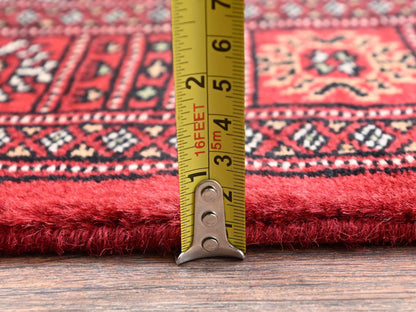 Red 2'8" x 8'0" Tribal & Geometric Hand knotted Wool Rug - Sku: O01989