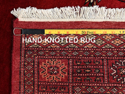 Red 2'8" x 8'0" Tribal & Geometric Hand knotted Wool Rug - Sku: O01989