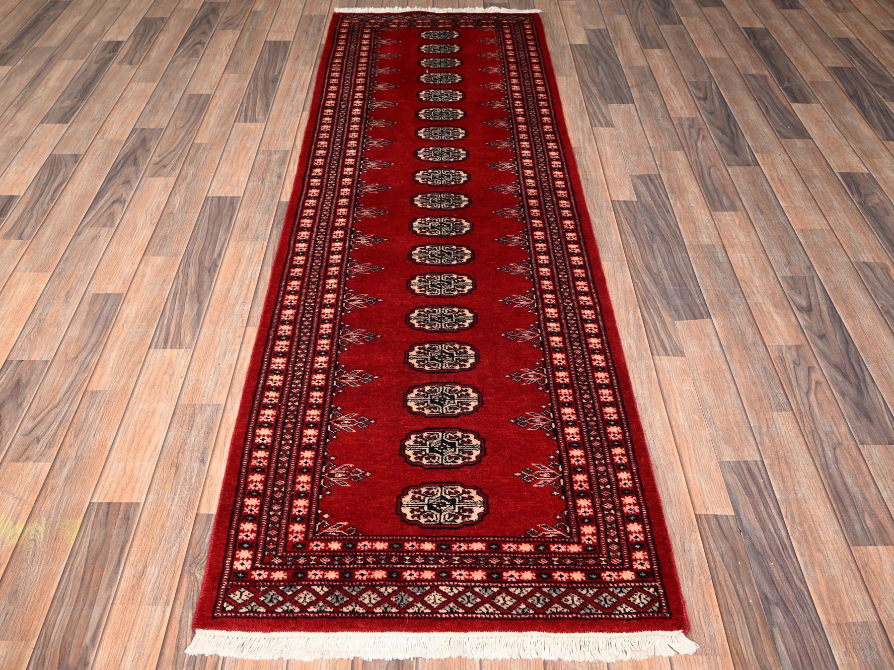 Tribal Tribal & Geometric hand-knotted wool runner in Red, 2'6" x 8' — SKU O01990 (view 2)