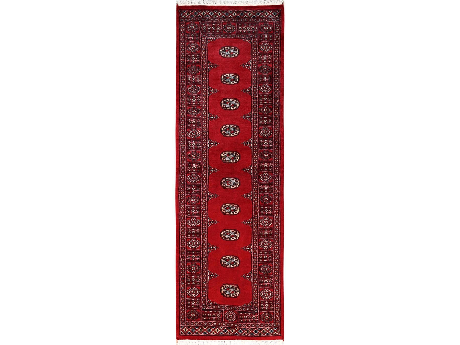 Tribal Tribal & Geometric hand-knotted wool runner in Red, 2'7" x 8'5" — SKU O01992
