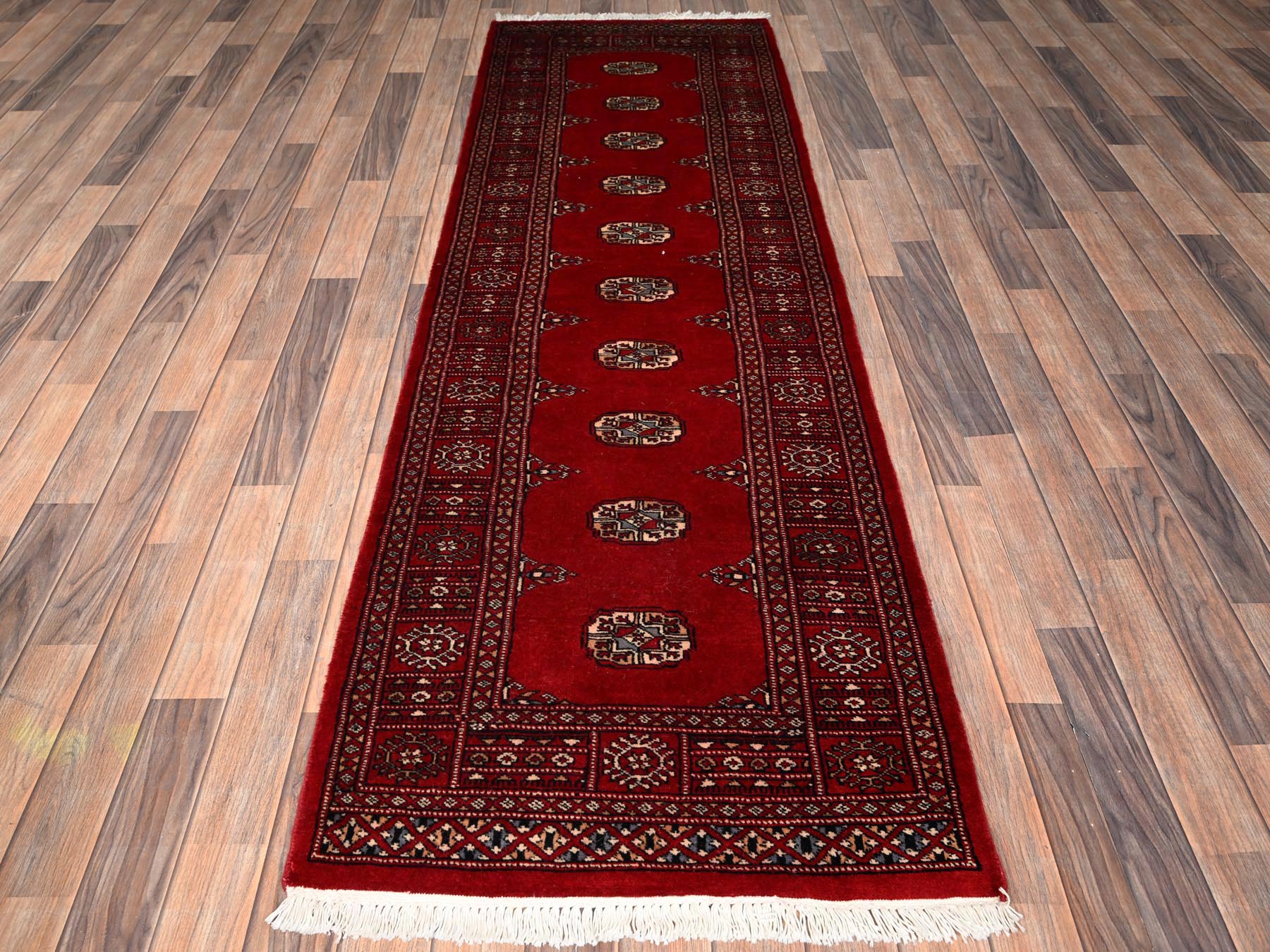 Tribal Tribal & Geometric hand-knotted wool runner in Red, 2'7" x 8'5" — SKU O01992 (view 2)