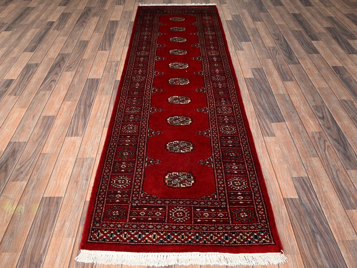 Tribal Tribal & Geometric hand-knotted wool runner in Red, 2'7" x 8'5" — SKU O01992 (view 2)