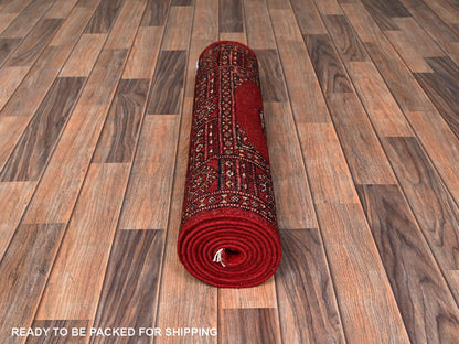 Tribal Tribal & Geometric hand-knotted wool runner in Red, 2'7" x 8'5" — SKU O01992 (view 5)
