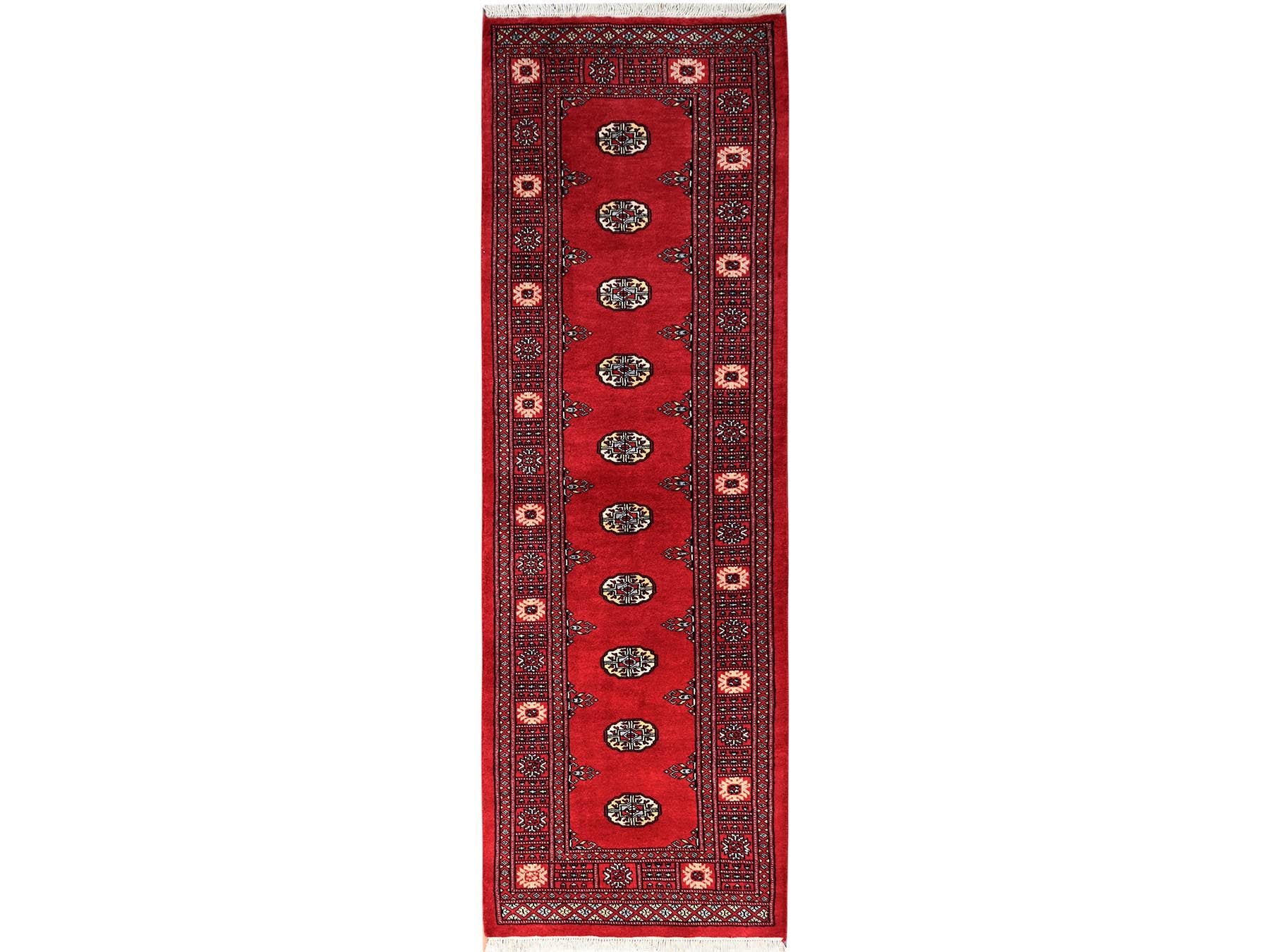 Tribal Tribal & Geometric hand-knotted wool runner in Red, 2'7" x 8'1" — SKU O01993