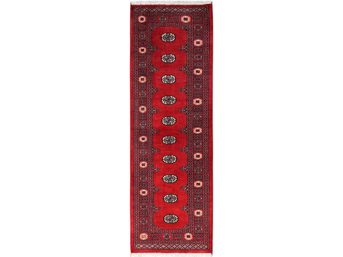 Tribal Tribal & Geometric hand-knotted wool runner in Red, 2'7" x 8'1" — SKU O01993