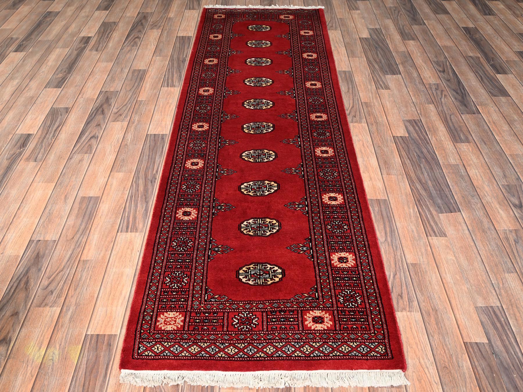 Tribal Tribal & Geometric hand-knotted wool runner in Red, 2'7" x 8'1" — SKU O01993 (view 2)