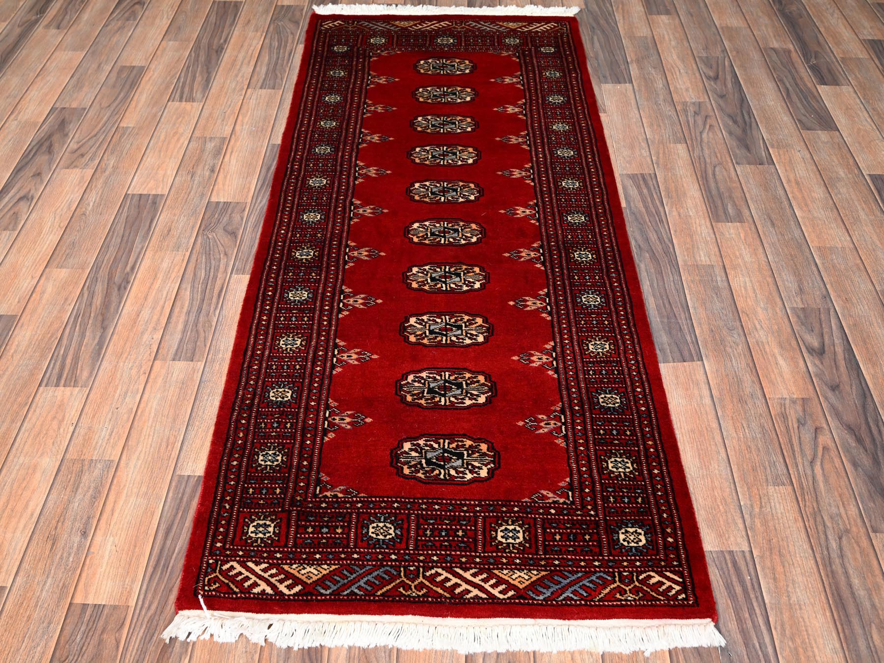 Tribal Tribal & Geometric hand-knotted wool runner in Red, 2'7" x 6'3" — SKU O01994 (view 2)