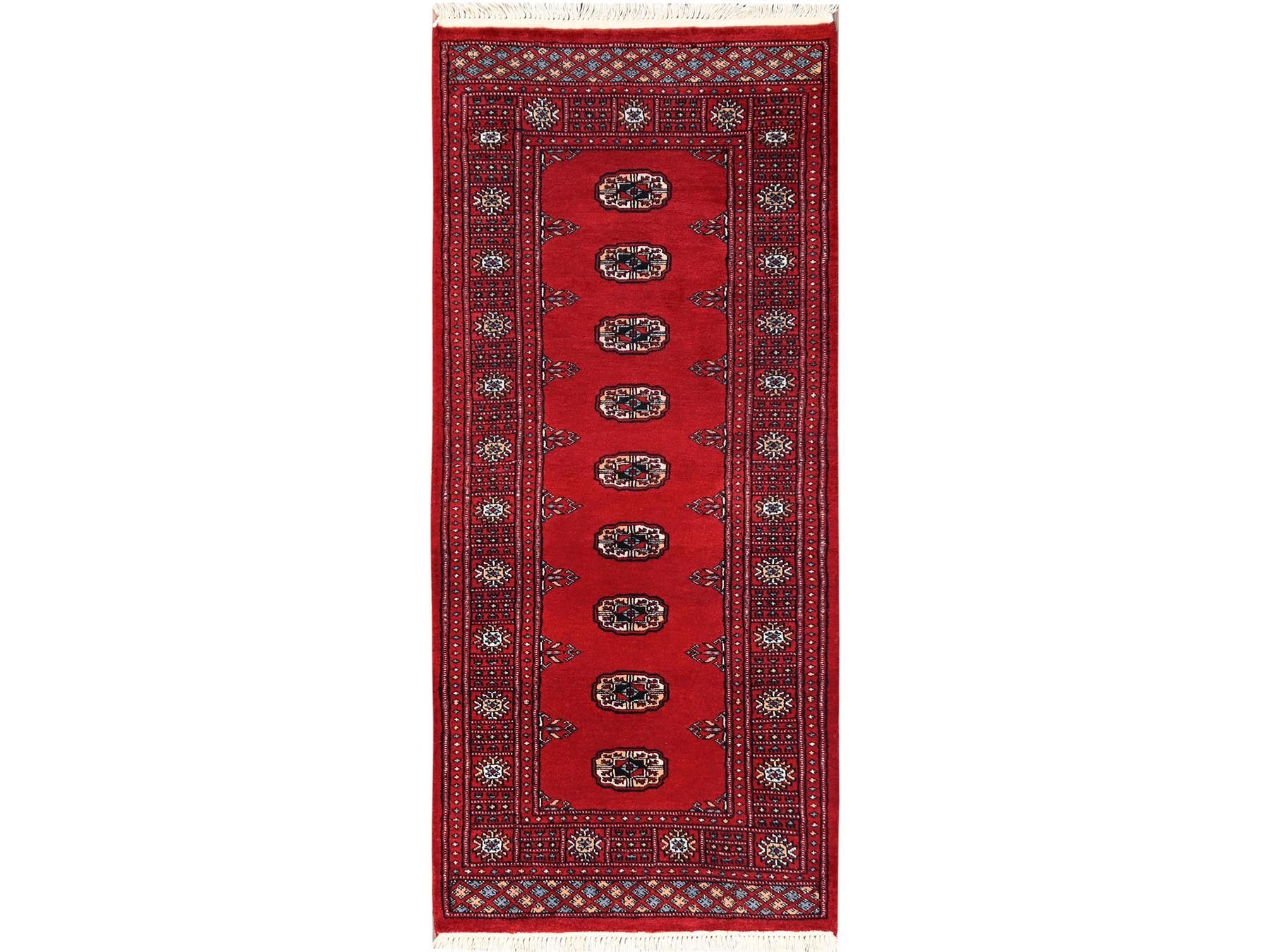 Tribal Tribal & Geometric hand-knotted wool runner in Red, 2'7" x 6' — SKU O01995