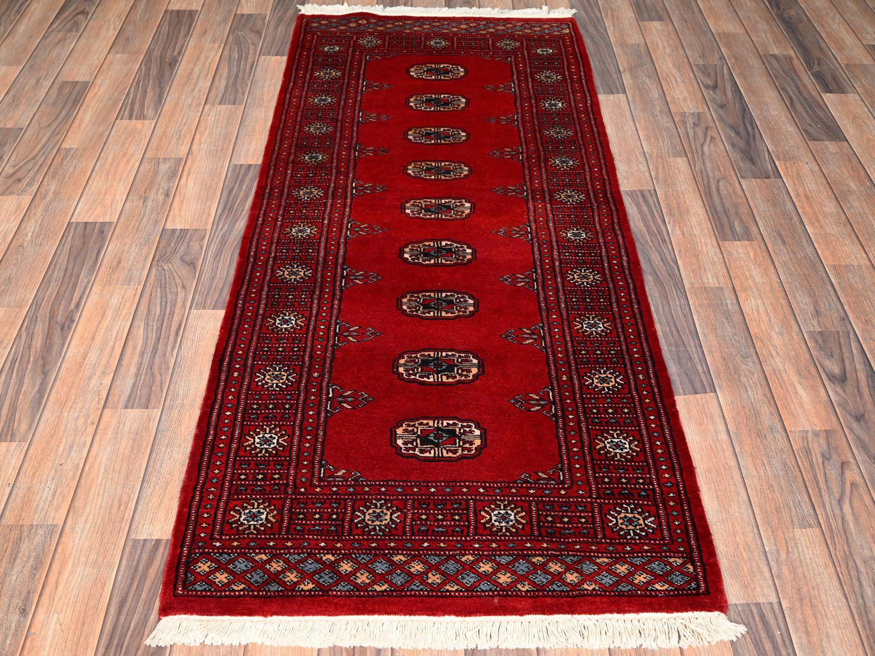 Tribal Tribal & Geometric hand-knotted wool runner in Red, 2'7" x 6' — SKU O01995 (view 2)