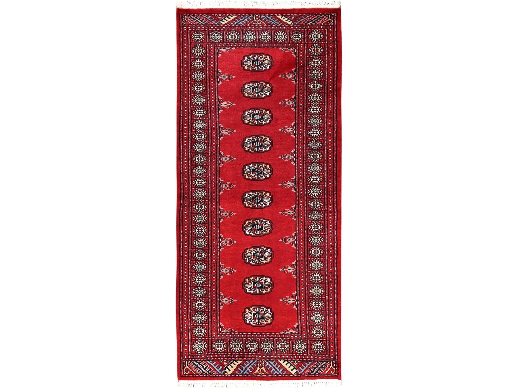 Tribal Tribal & Geometric hand-knotted wool runner in Red, 2'8" x 6'2" — SKU O01996