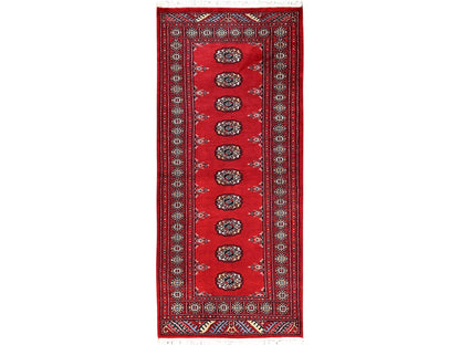 Tribal Tribal & Geometric hand-knotted wool runner in Red, 2'8" x 6'2" — SKU O01996