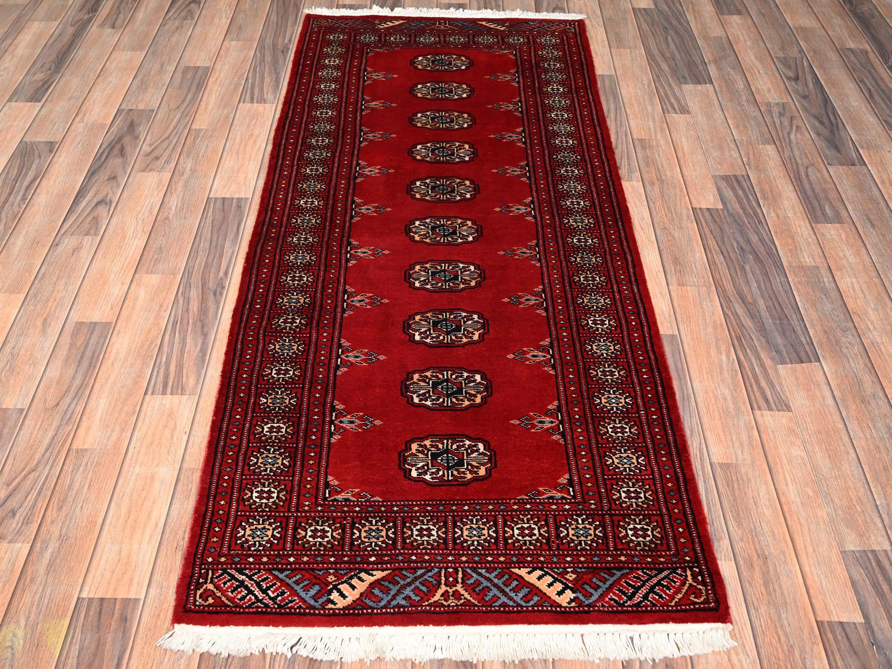 Tribal Tribal & Geometric hand-knotted wool runner in Red, 2'8" x 6'2" — SKU O01996 (view 2)
