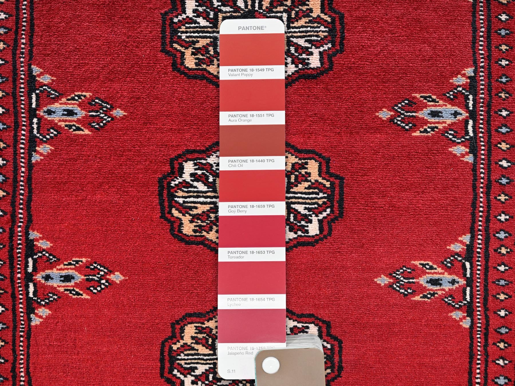 Tribal Tribal & Geometric hand-knotted wool runner in Red, 2'8" x 6'2" — SKU O01996 (view 4)