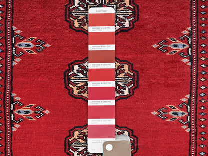 Tribal Tribal & Geometric hand-knotted wool runner in Red, 2'8" x 6'2" — SKU O01996 (view 4)