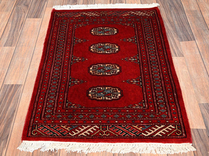 Tribal Tribal & Geometric hand-knotted wool rug in Red, 2'1" x 2'10" — SKU O01999 (view 2)