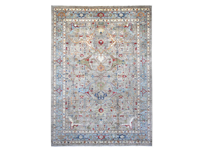 Grey 11'7" x 15'8" Tribal & Geometric Hand knotted Wool Rug - Sku: O020002