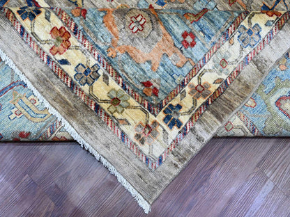 Grey 11'7" x 15'8" Tribal & Geometric Hand knotted Wool Rug - Sku: O020002