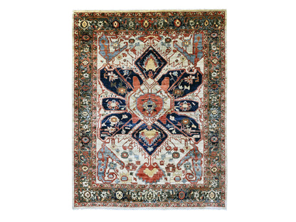 Brown 8'2" x 9'11" Heriz Hand knotted Wool Rug - Sku: O020004