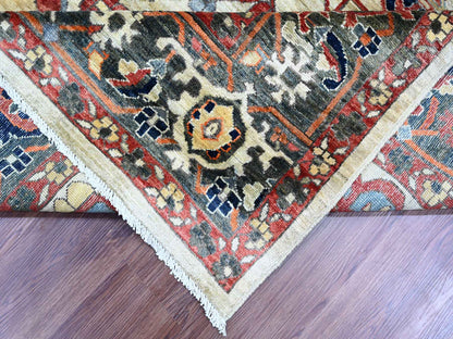 Brown 8'2" x 9'11" Heriz Hand knotted Wool Rug - Sku: O020004