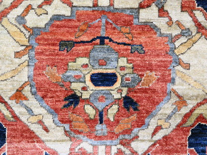 Brown 8'2" x 9'11" Heriz Hand knotted Wool Rug - Sku: O020004