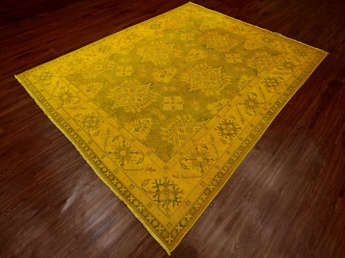 Kazak Kazak hand-knotted wool rug in Overdyed & Yellow, 7'6" x 9'5" — SKU O020009 (view 3)