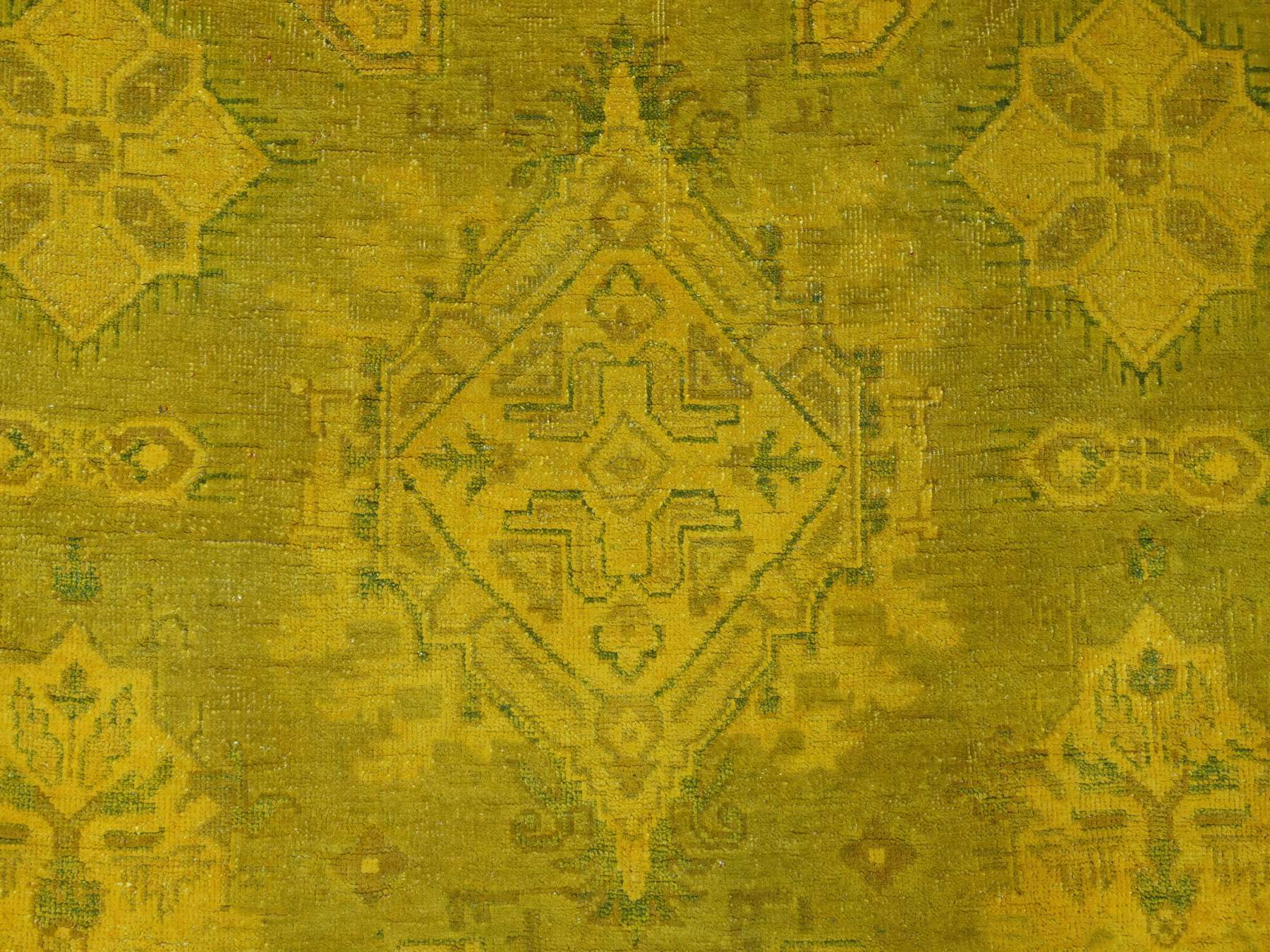 Kazak Kazak hand-knotted wool rug in Overdyed & Yellow, 7'6" x 9'5" — SKU O020009 (view 8)