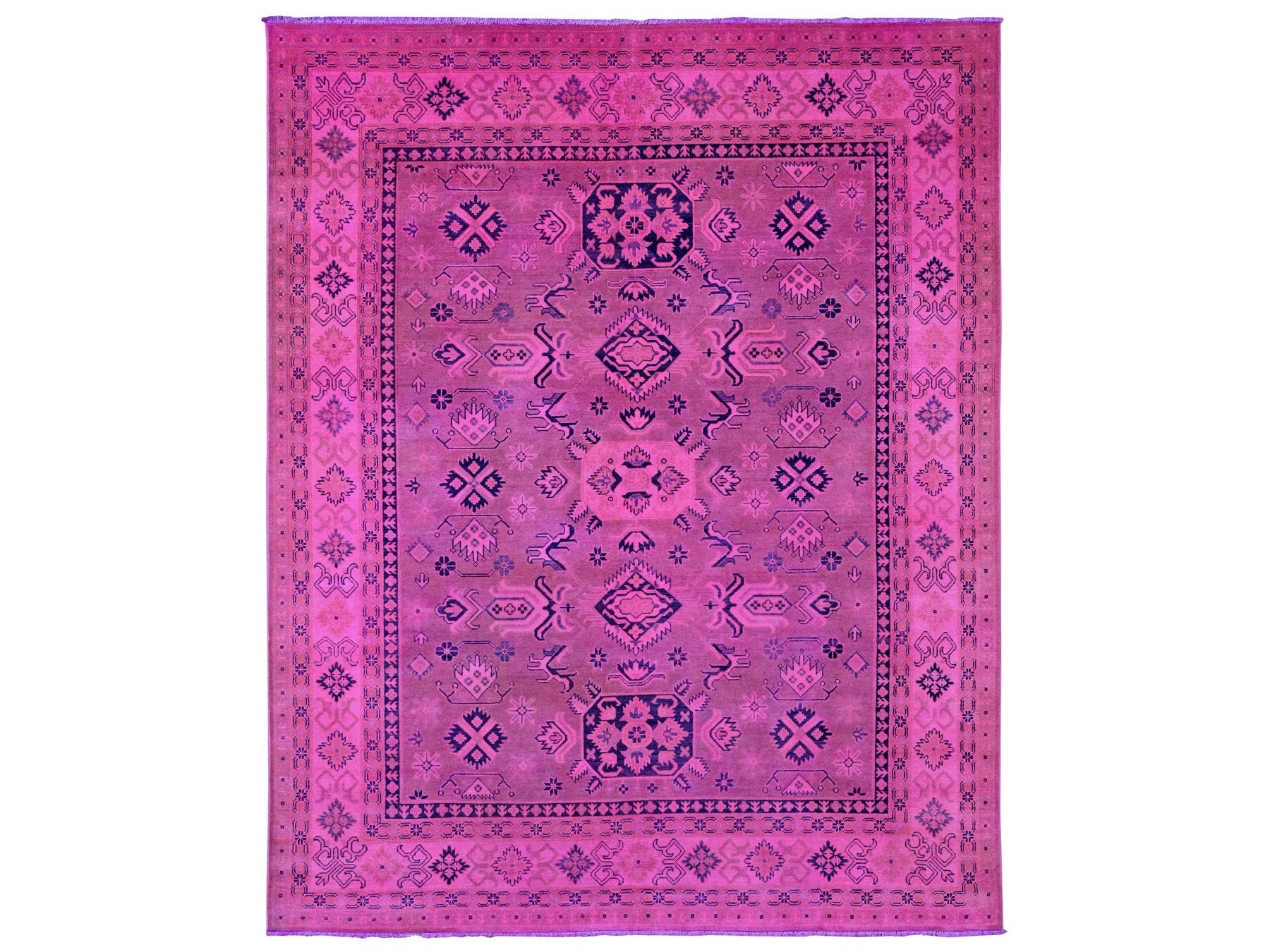 Kazak Kazak hand-knotted wool rug in Overdyed & Pink, 7'10" x 9'7" — SKU O020011