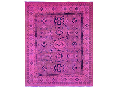 Kazak Kazak hand-knotted wool rug in Overdyed & Pink, 7'10" x 9'7" — SKU O020011