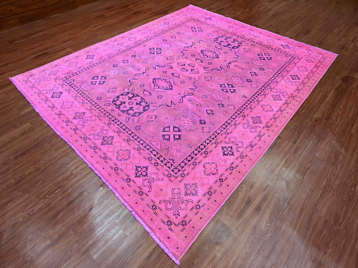 Kazak Kazak hand-knotted wool rug in Overdyed & Pink, 7'10" x 9'7" — SKU O020011 (view 3)